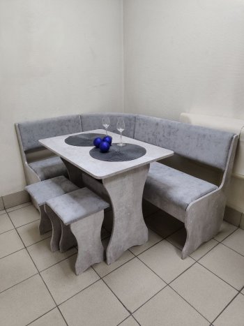 Кухонный уголок Миссия V велюр (цемент) в Нюрбе - mebel154.com